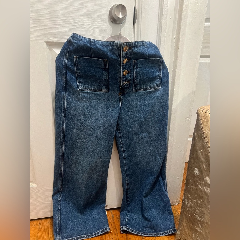 Zara wide leg high waisted cropped jeans